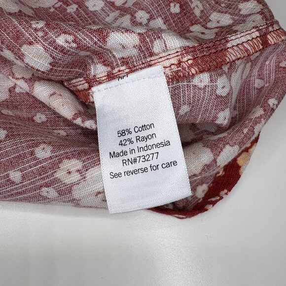 LC Lauren Conrad Womens Lightweight Boho Top Size 3X Red Floral Tie V Neck Fairy - Picture 3 of 9